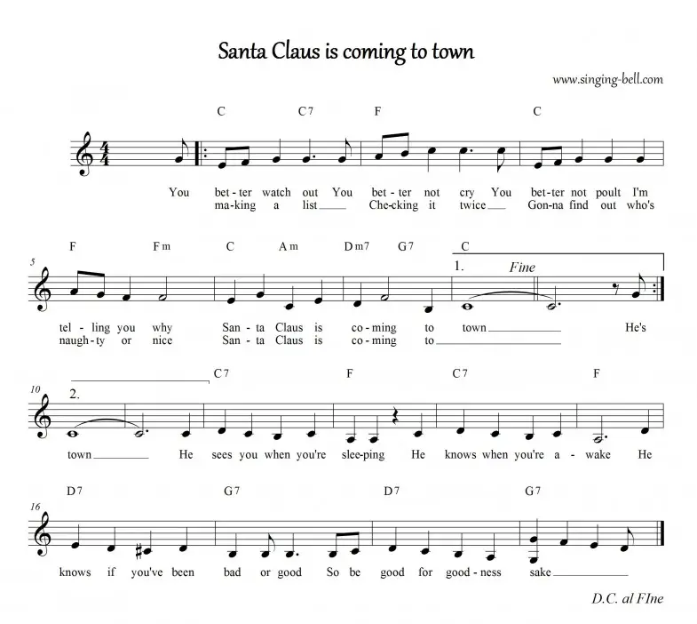 Free Christmas Carols > Santa Claus is coming to town - free mp3 audio song download
