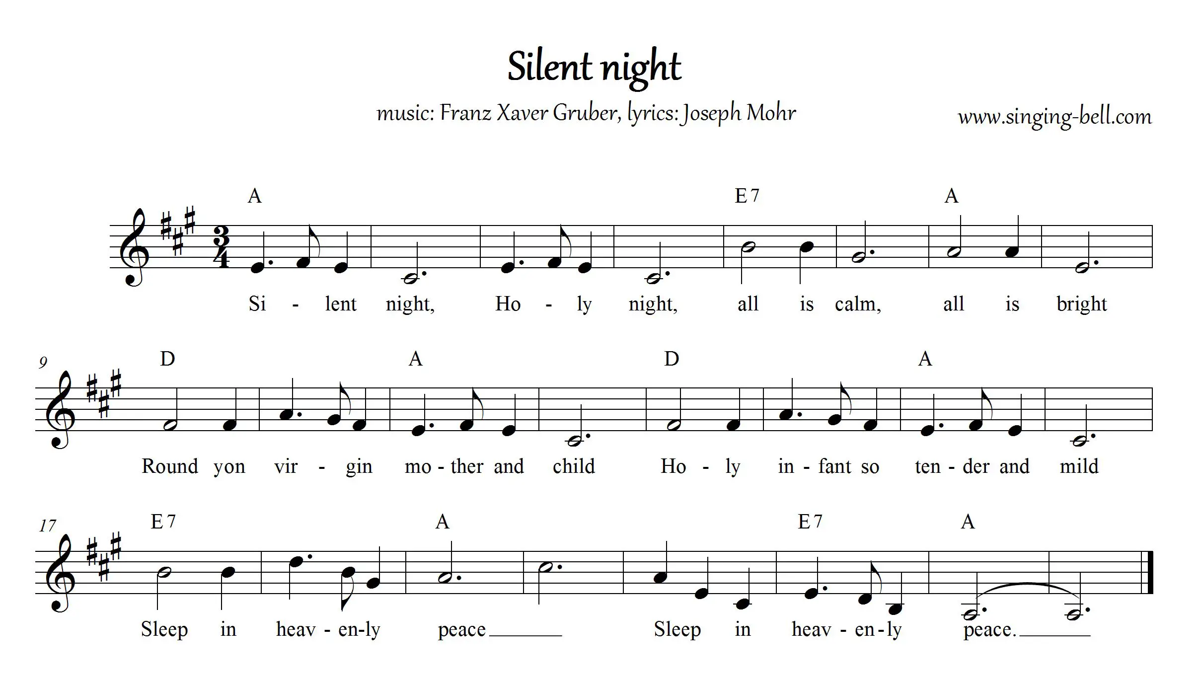 Free Christmas Carols > Silent night - free mp3 audio song download