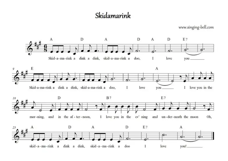 Skidamarink Lyrics Printable prntbl.concejomunicipaldechinu.gov.co