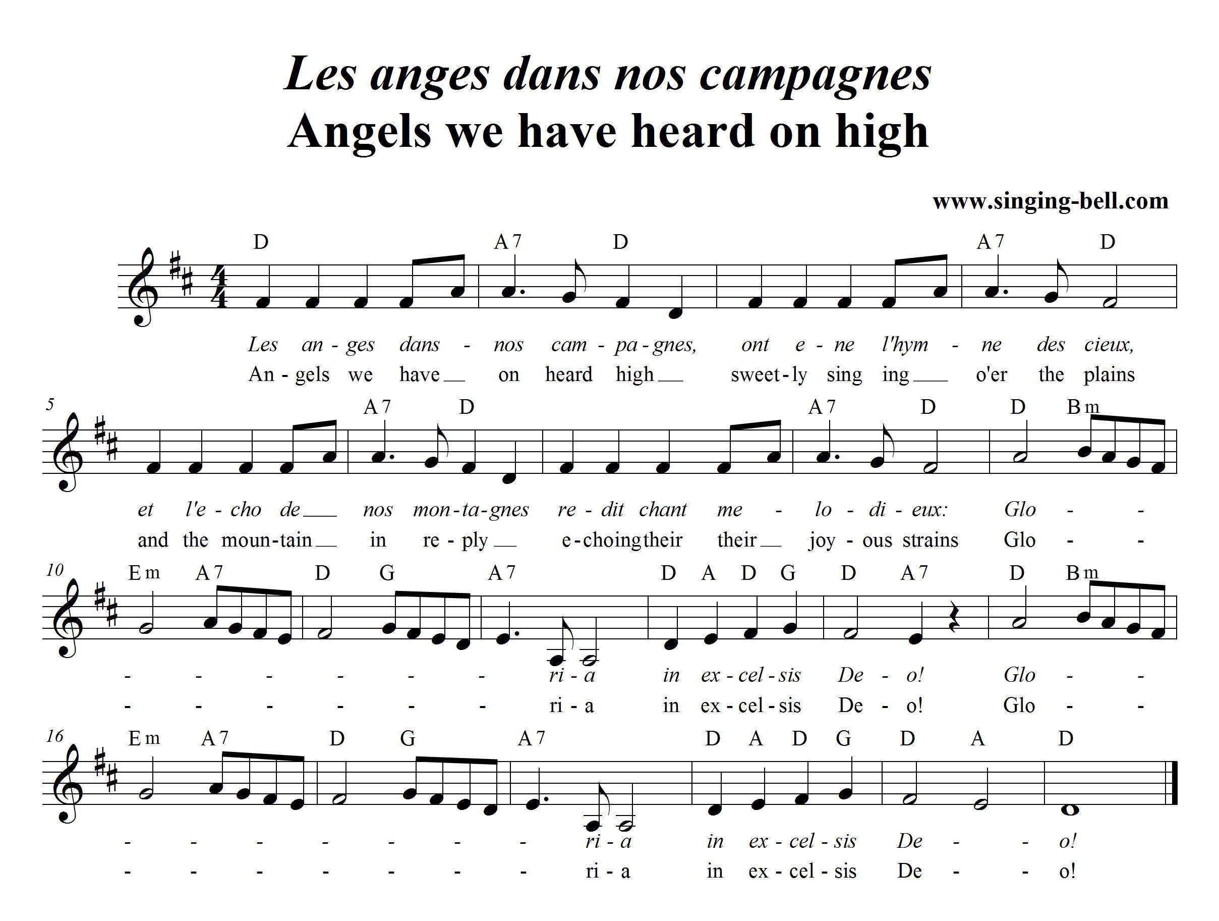 Angels we have heard on high Sheet Music in D