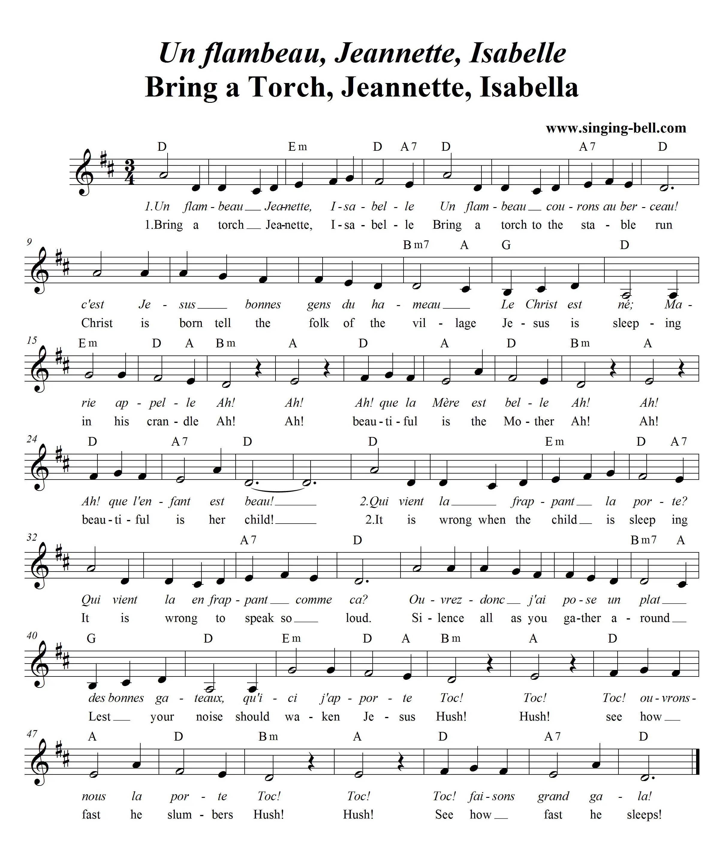 Bring a Torch, Jeanette, Isabelle | Free Sheet music download