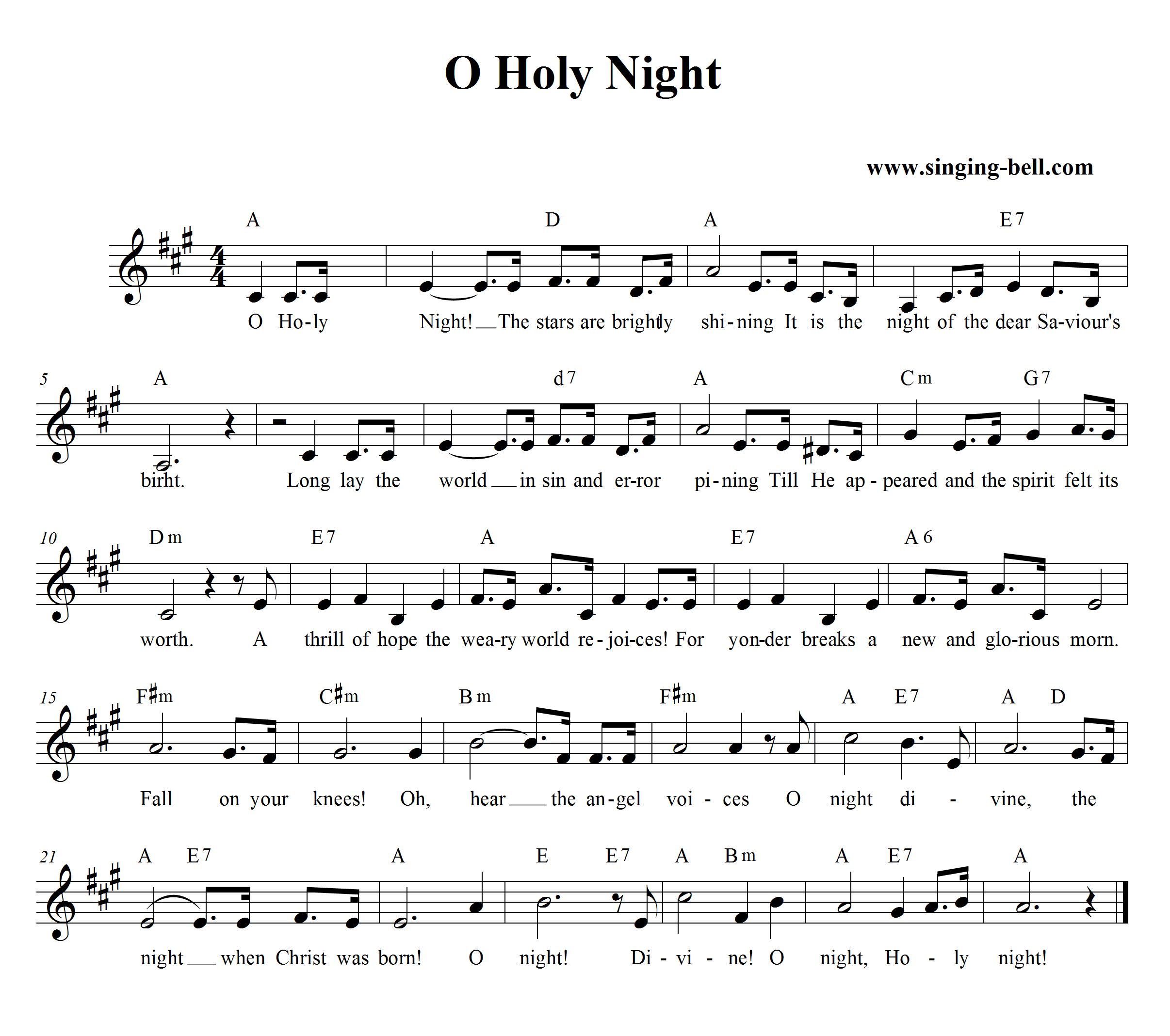 O Holy Night Chord Chart