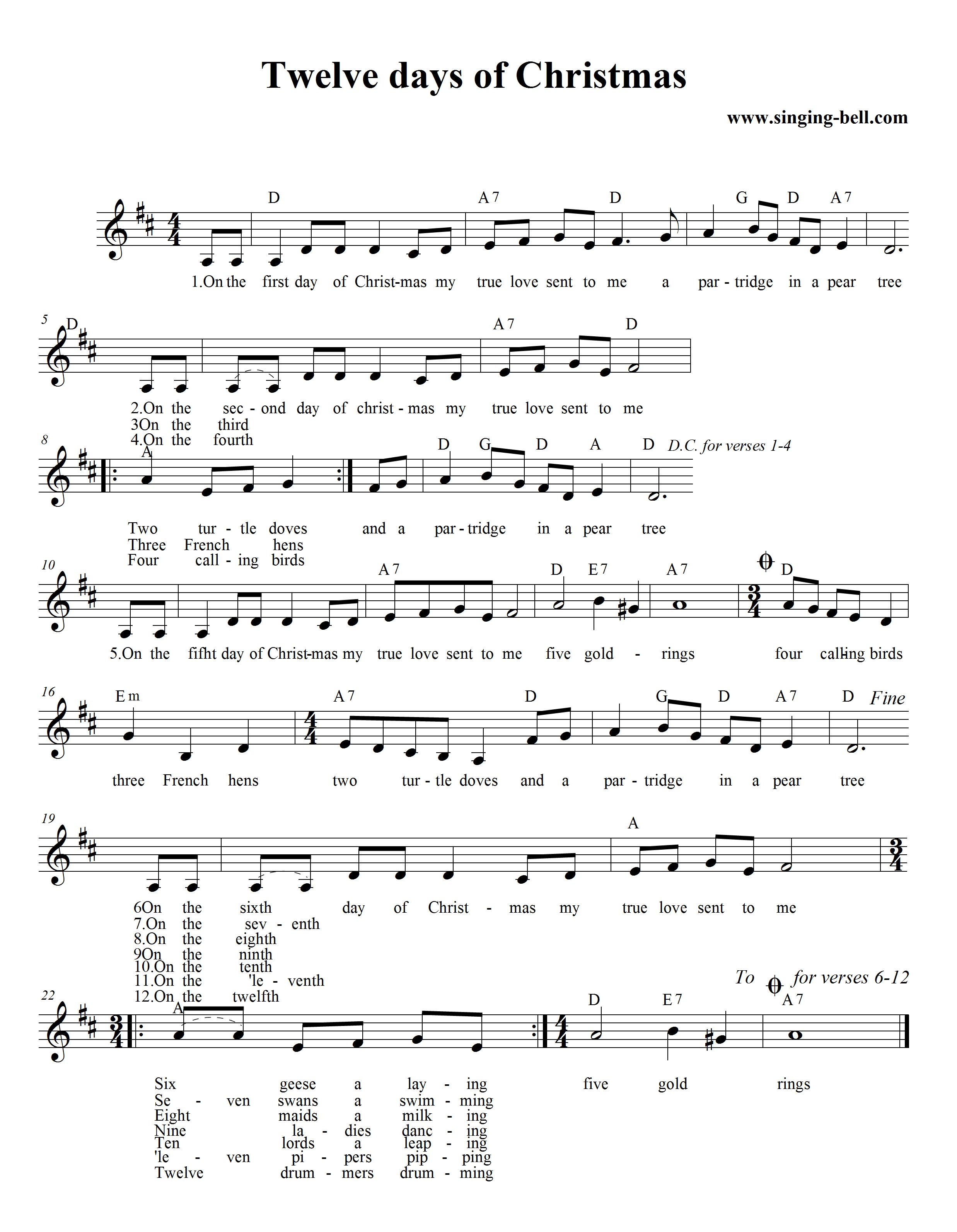 free printable christmas sheet music with lyrics