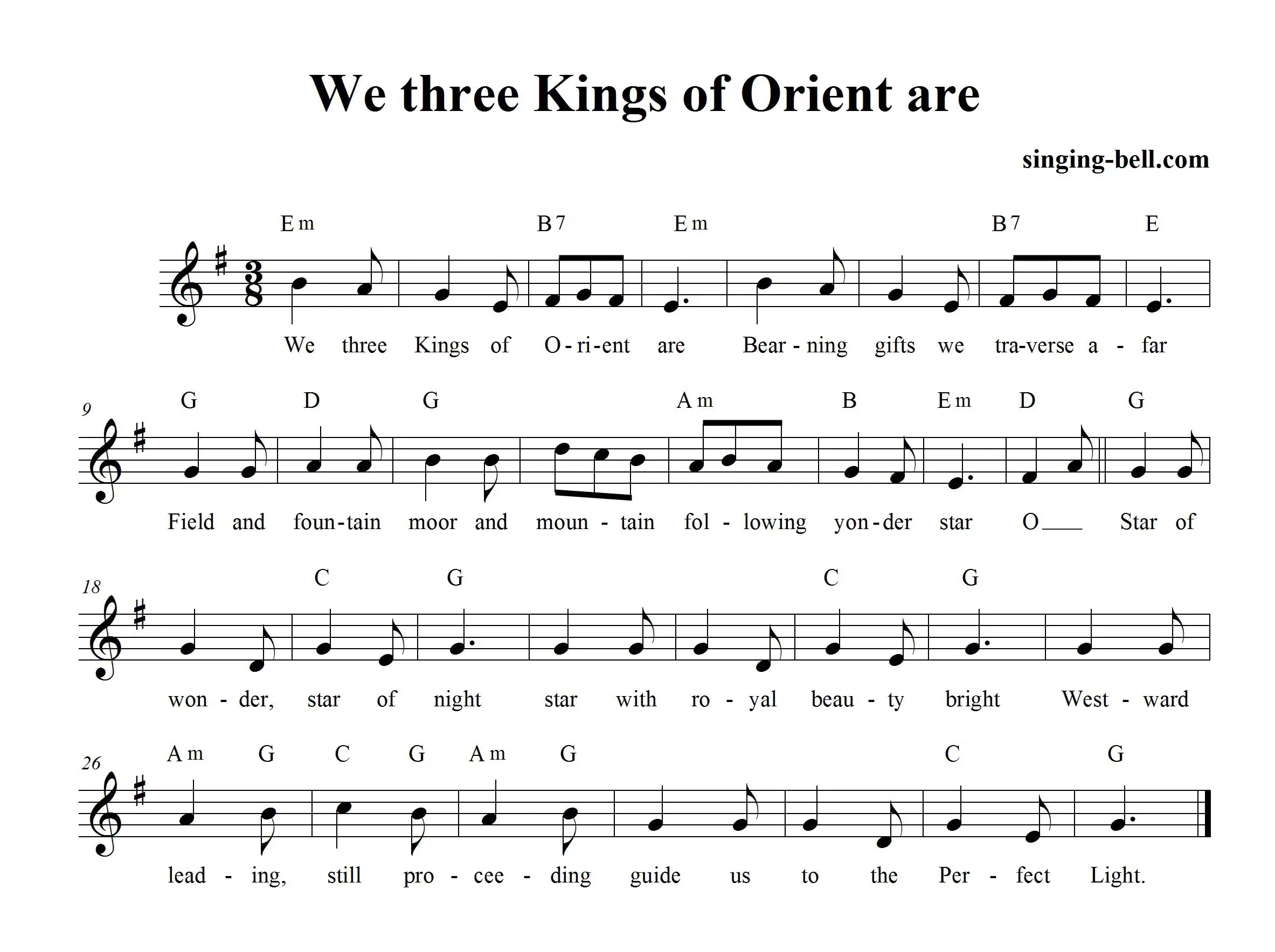 We Three Kings Sheet music in Em