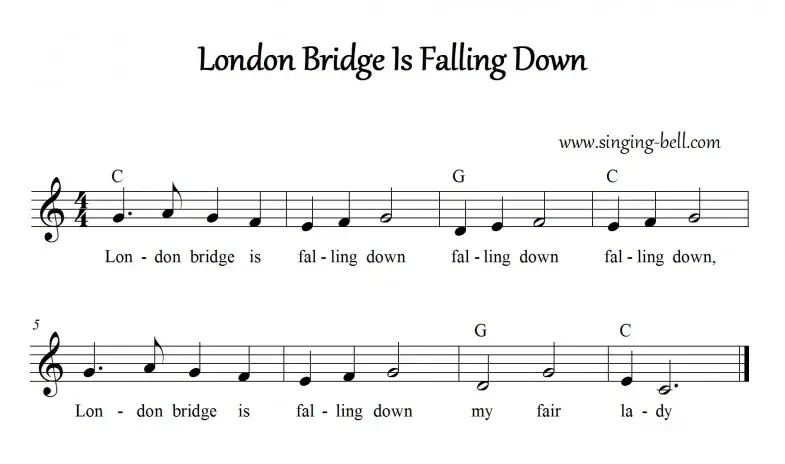 London Bridge Is Falling Down Instrumental Nursery Rhyme - Free Music Score Download