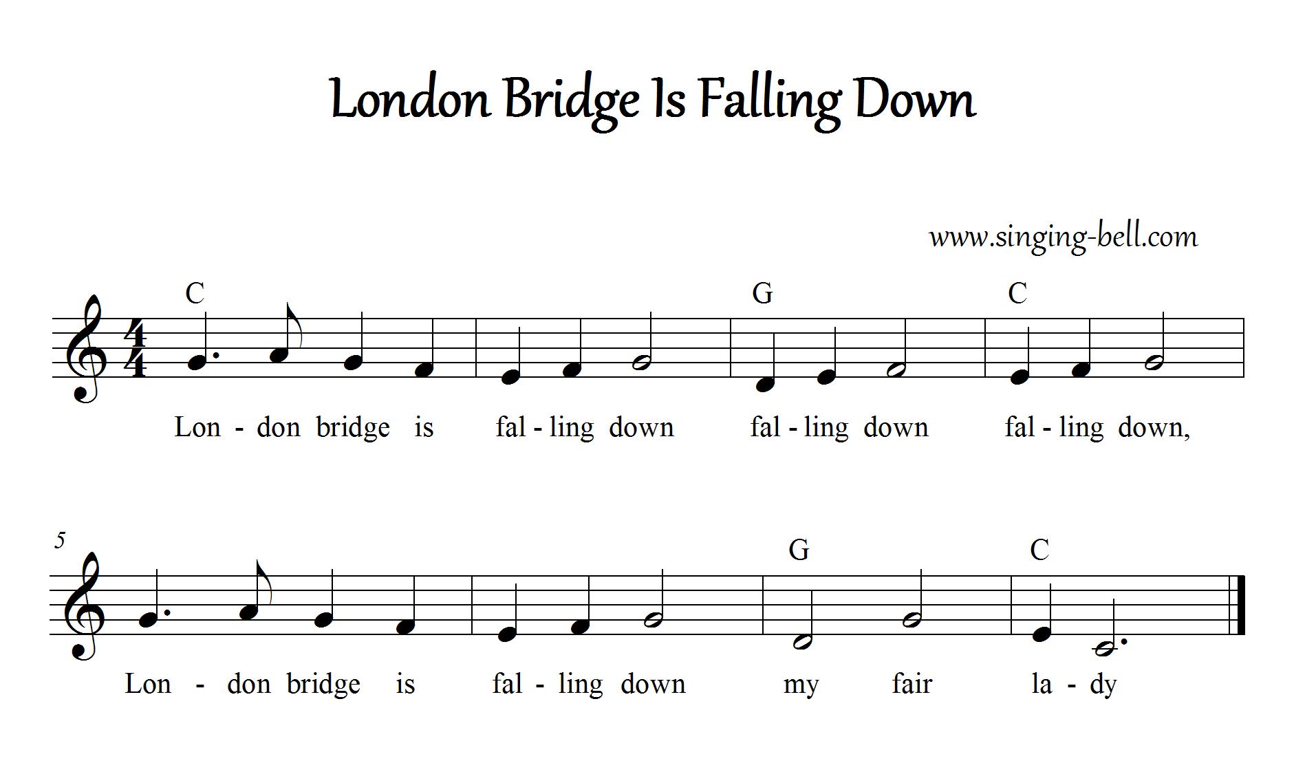 How To Play London Bridge Is Falling Down Notes Sheet Music