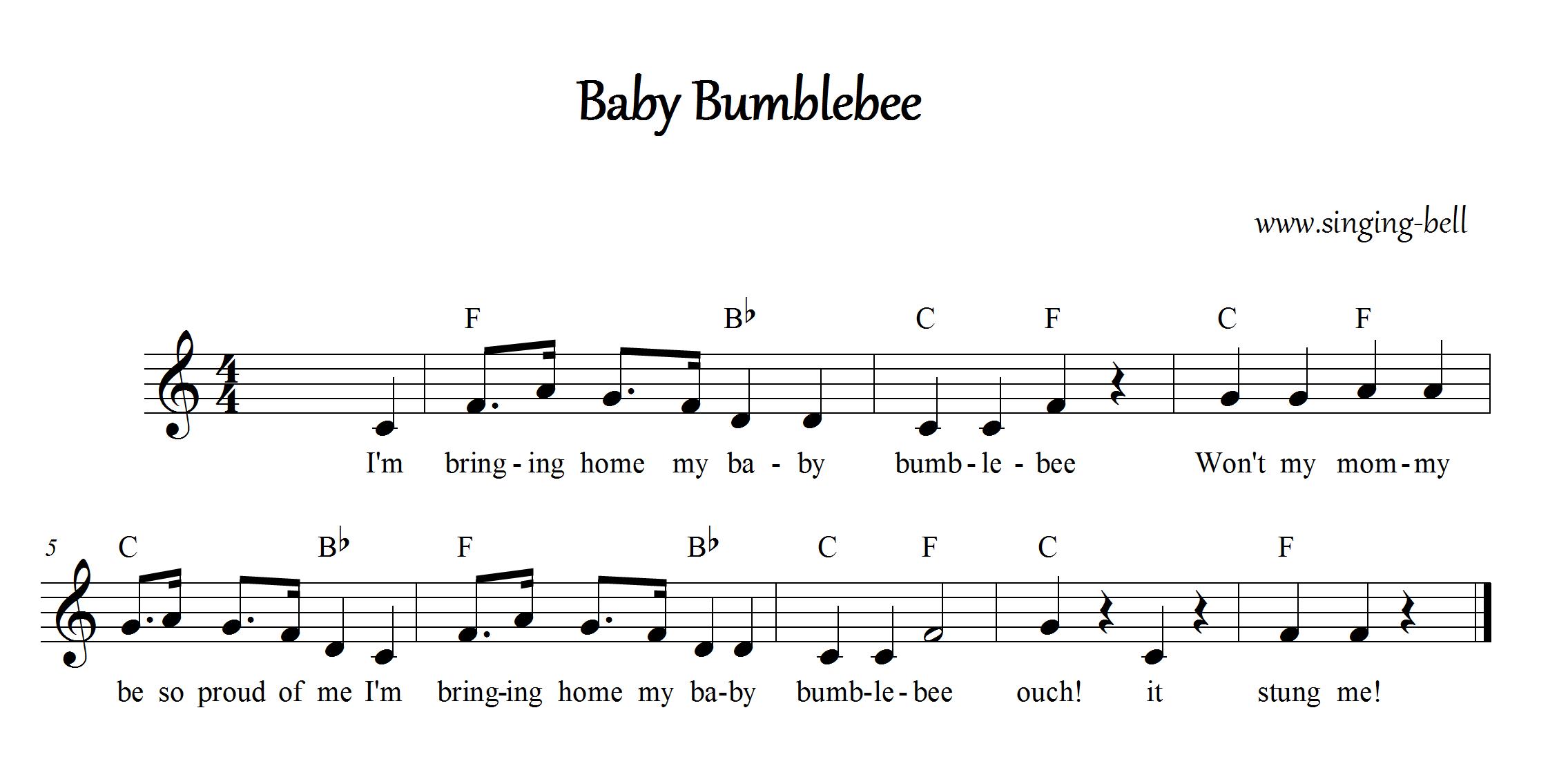 Baby Bumble Bee - Nursery Rhyme with Lyrics and Music