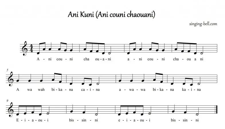 Ani Kuni sheet music : Singing Bell Ani Kuni sheet music