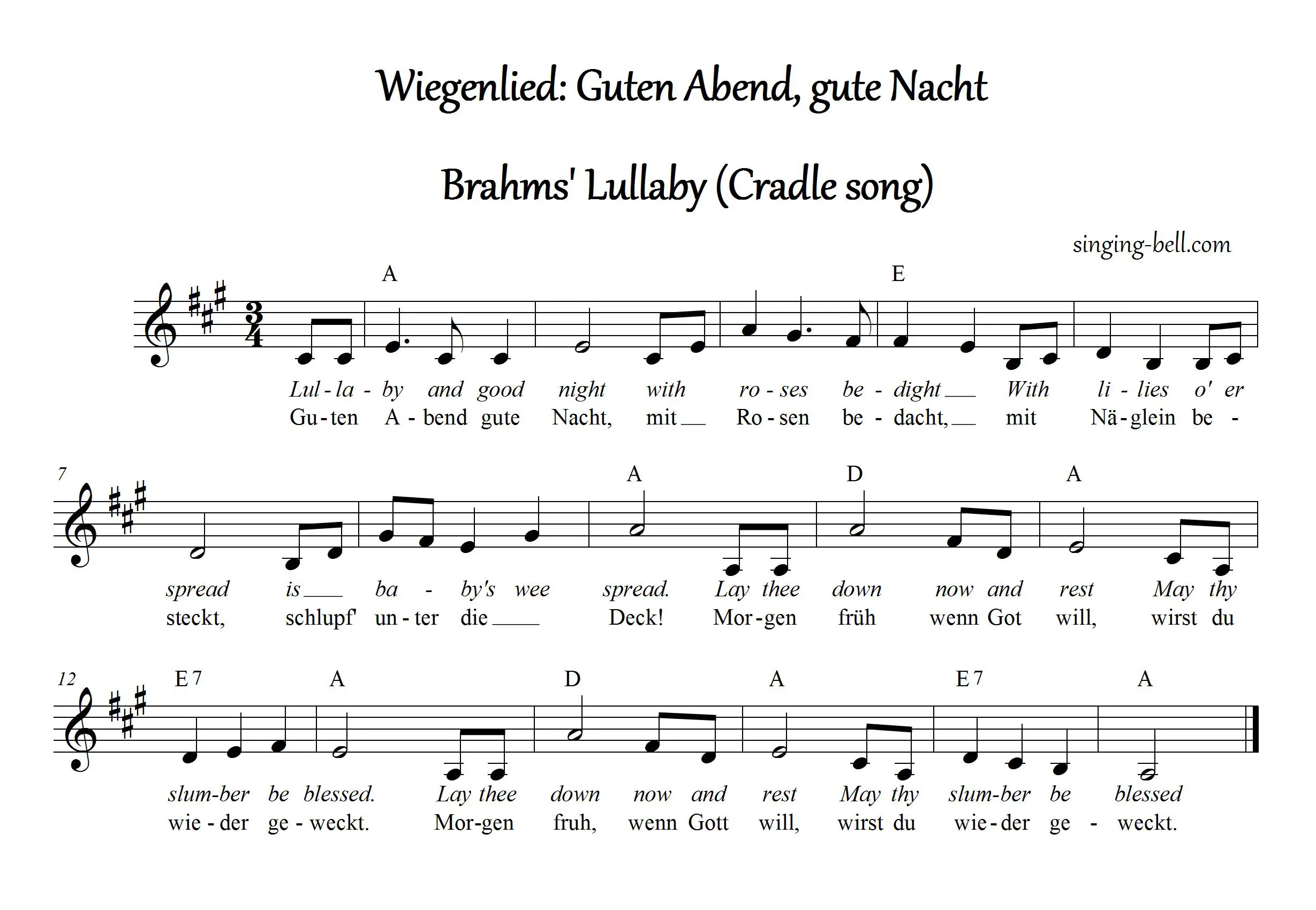 Brahms Lullaby Singing-Bell