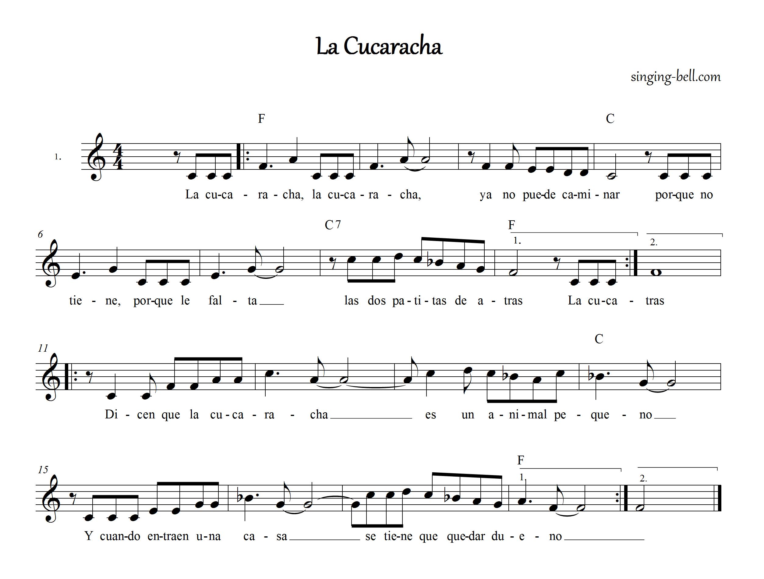 Free Nursery Rhymes  La Cucaracha - free mp3 download