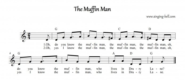 The Muffin Man Instrumental Nursery Rhyme - Free Music Score Download : Singing Bell The Muffin Man_Singing Bell