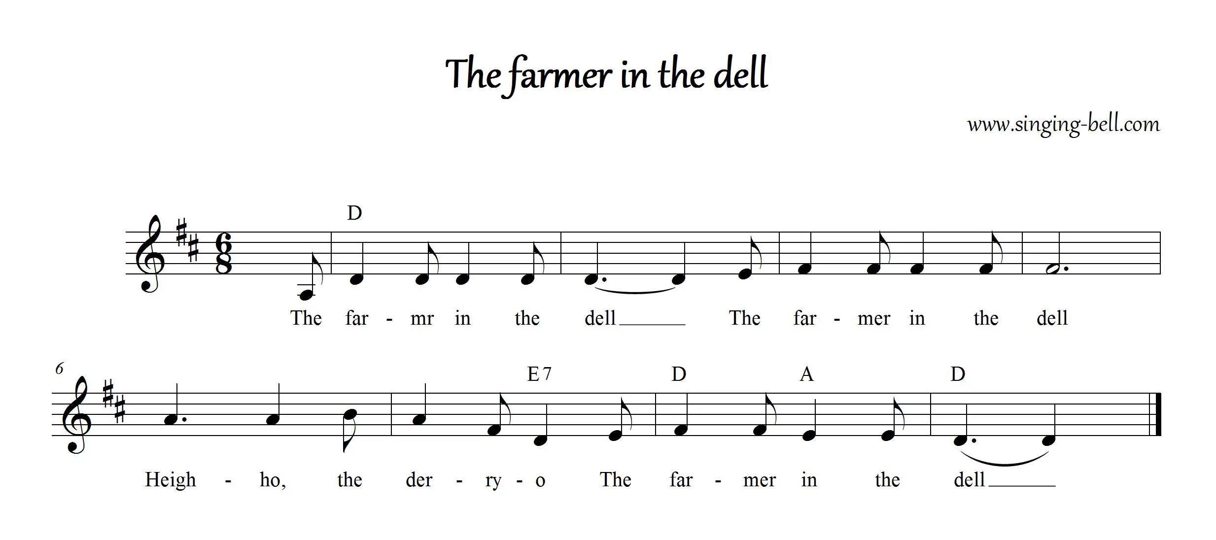 The farmer in the dell Instrumental Nursery Rhyme - Free Music Score Download