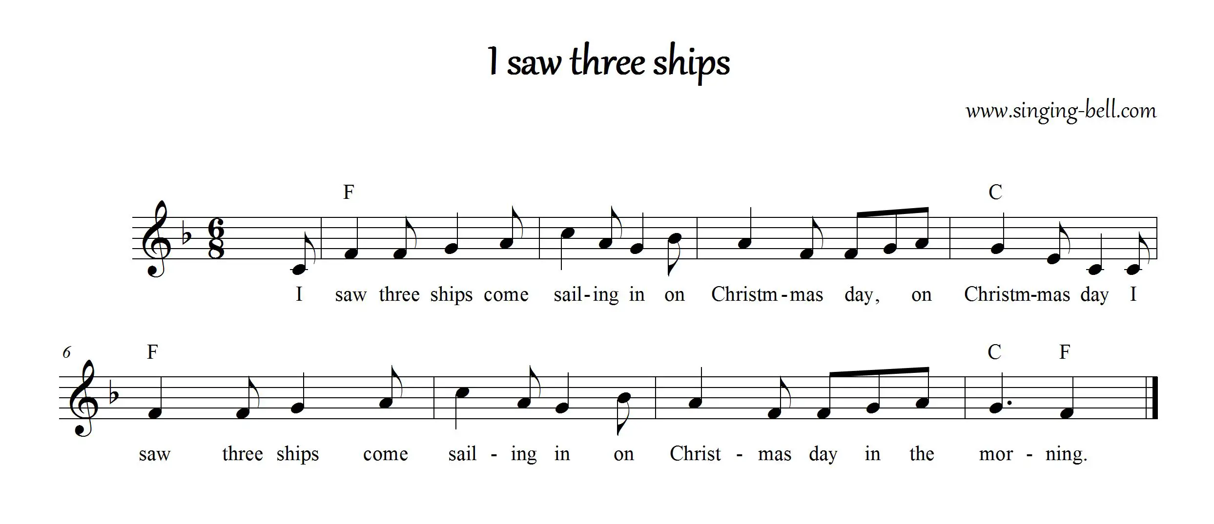 I saw three ships - Christmas Music Score (in F)