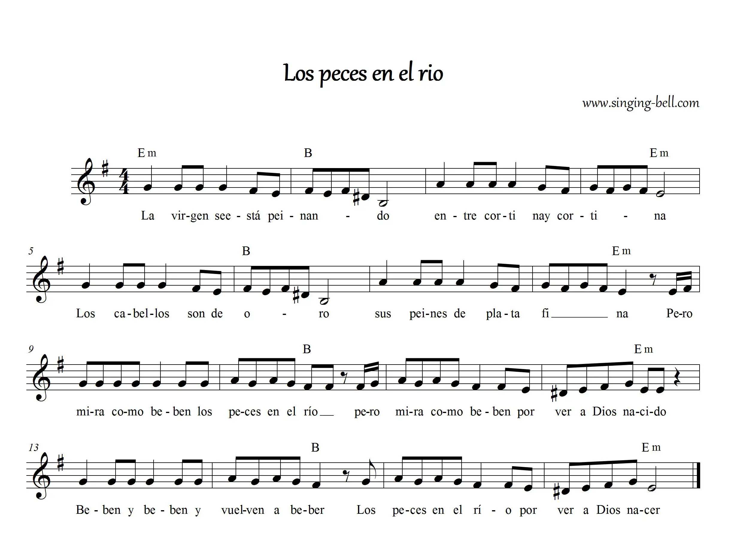 Los Peces en el Río" partitura musical.