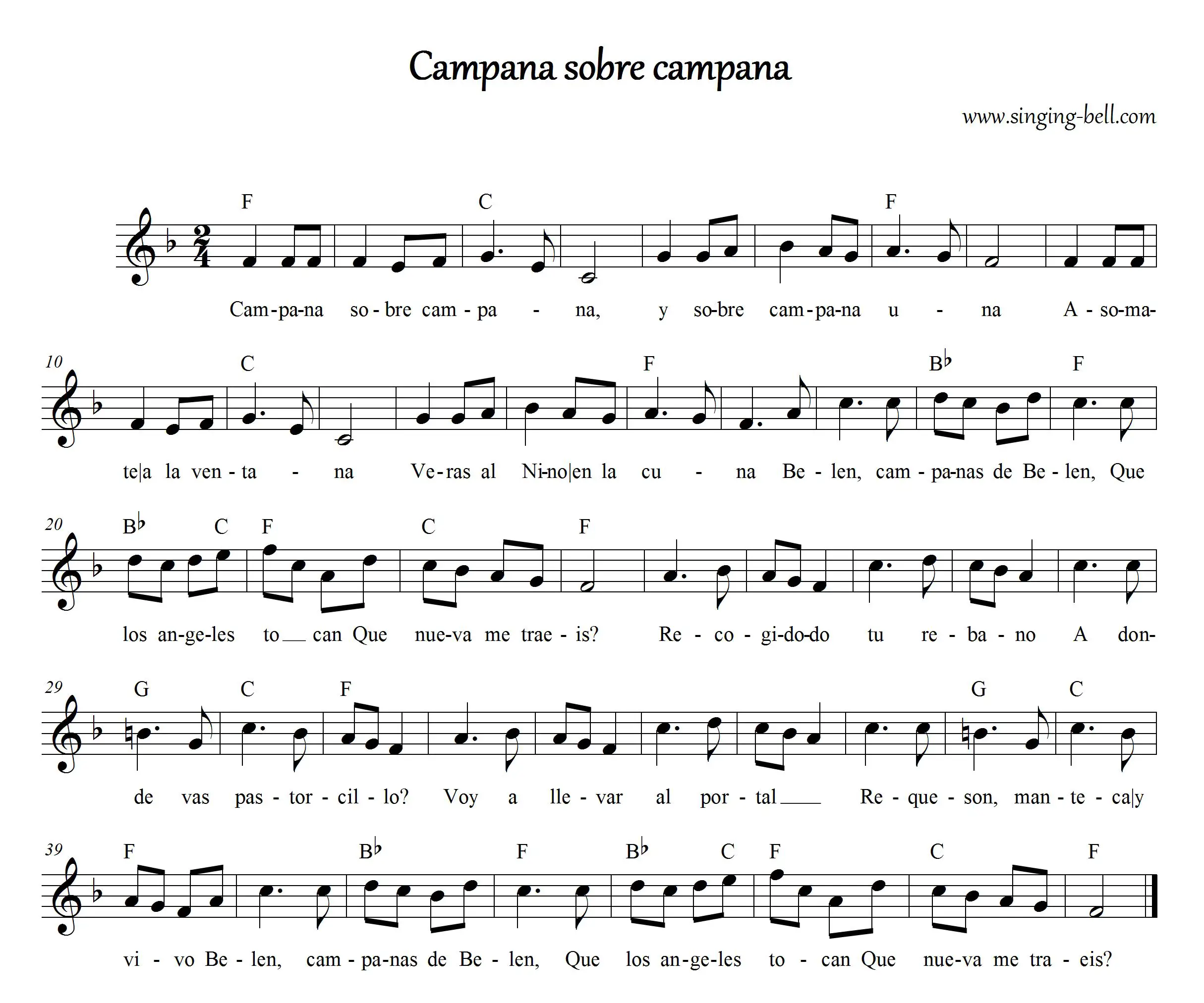 Campana Sobre Campana sheet music in F