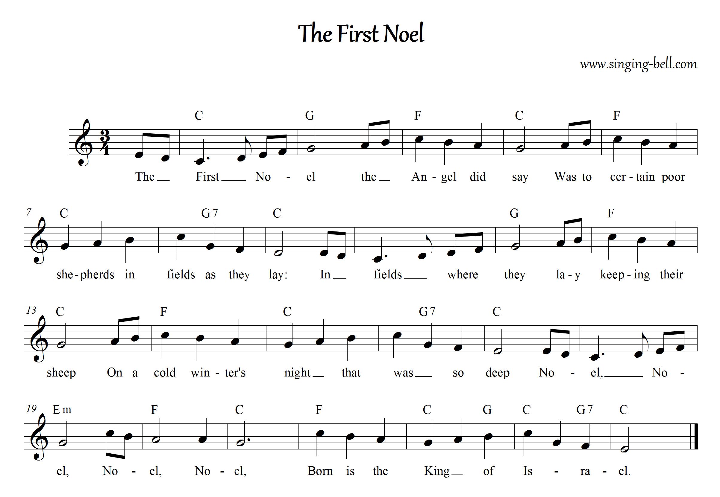 First Noel Sheet Music in C