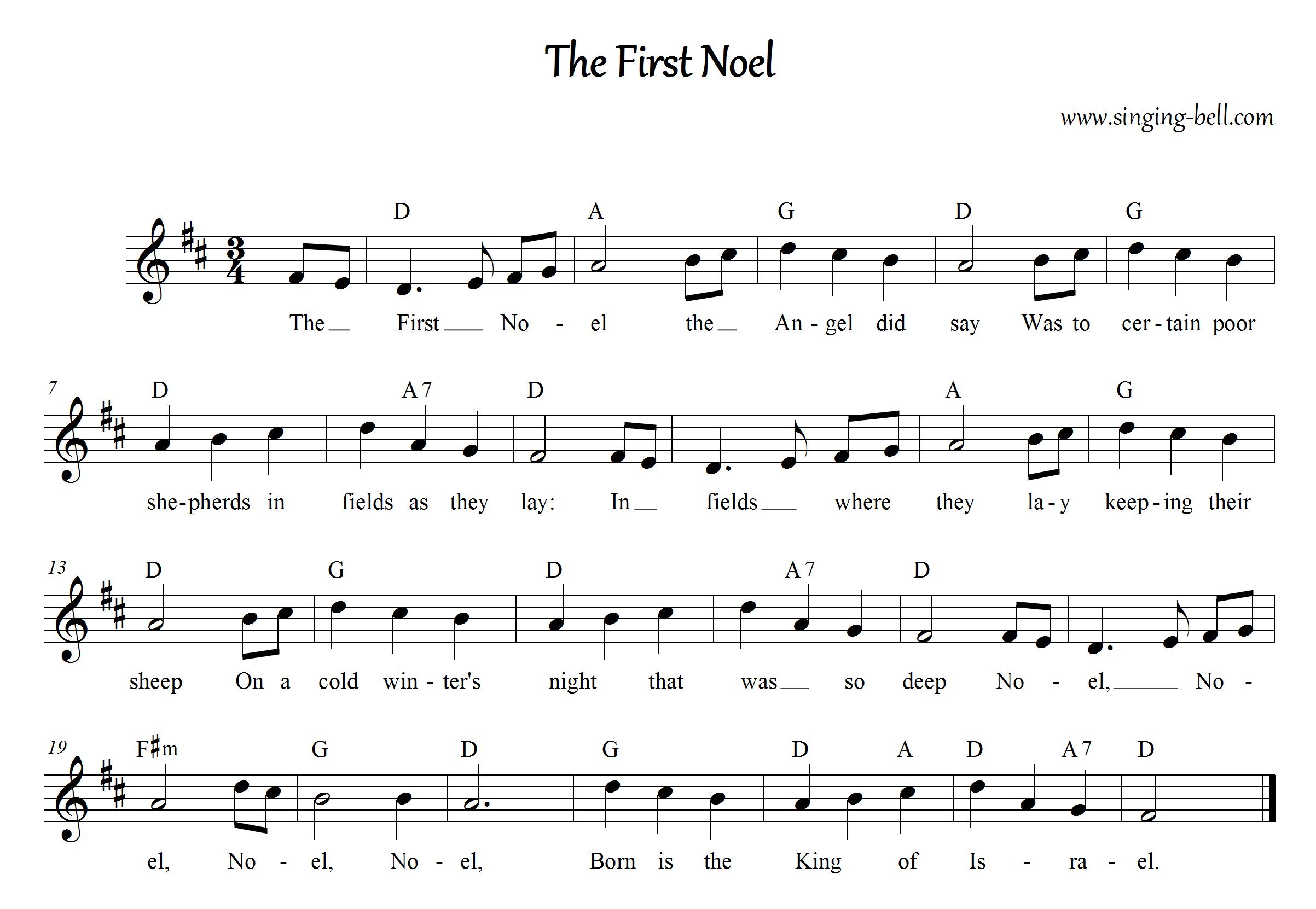 First Noel Sheet Music in D