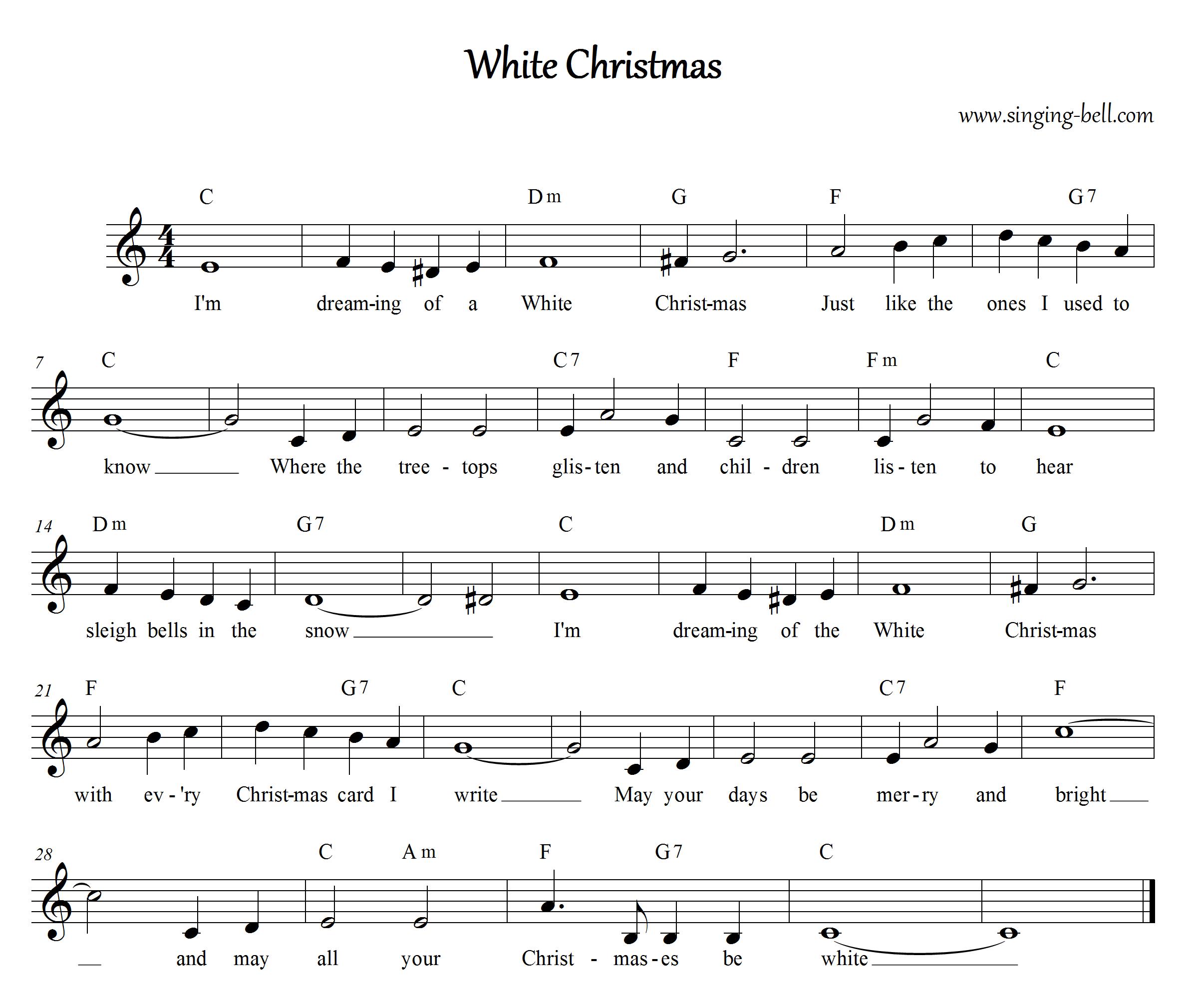 White Christmas - Sheet Music (in C)