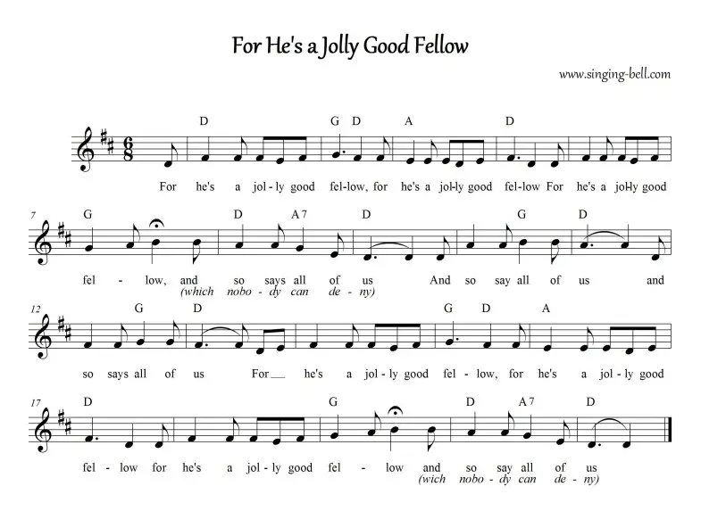 For He's a Jolly Good Fellow_D_Singing Bell