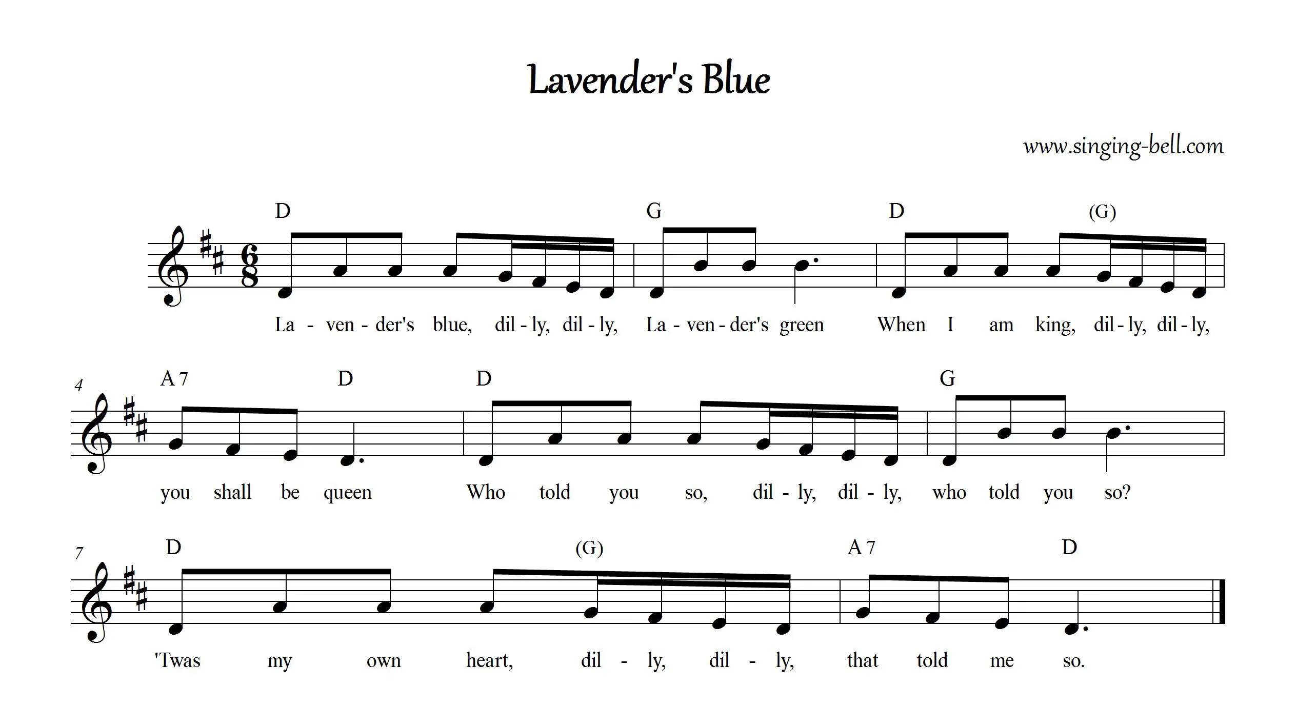 Lavender's Blue Sheet Music with chords