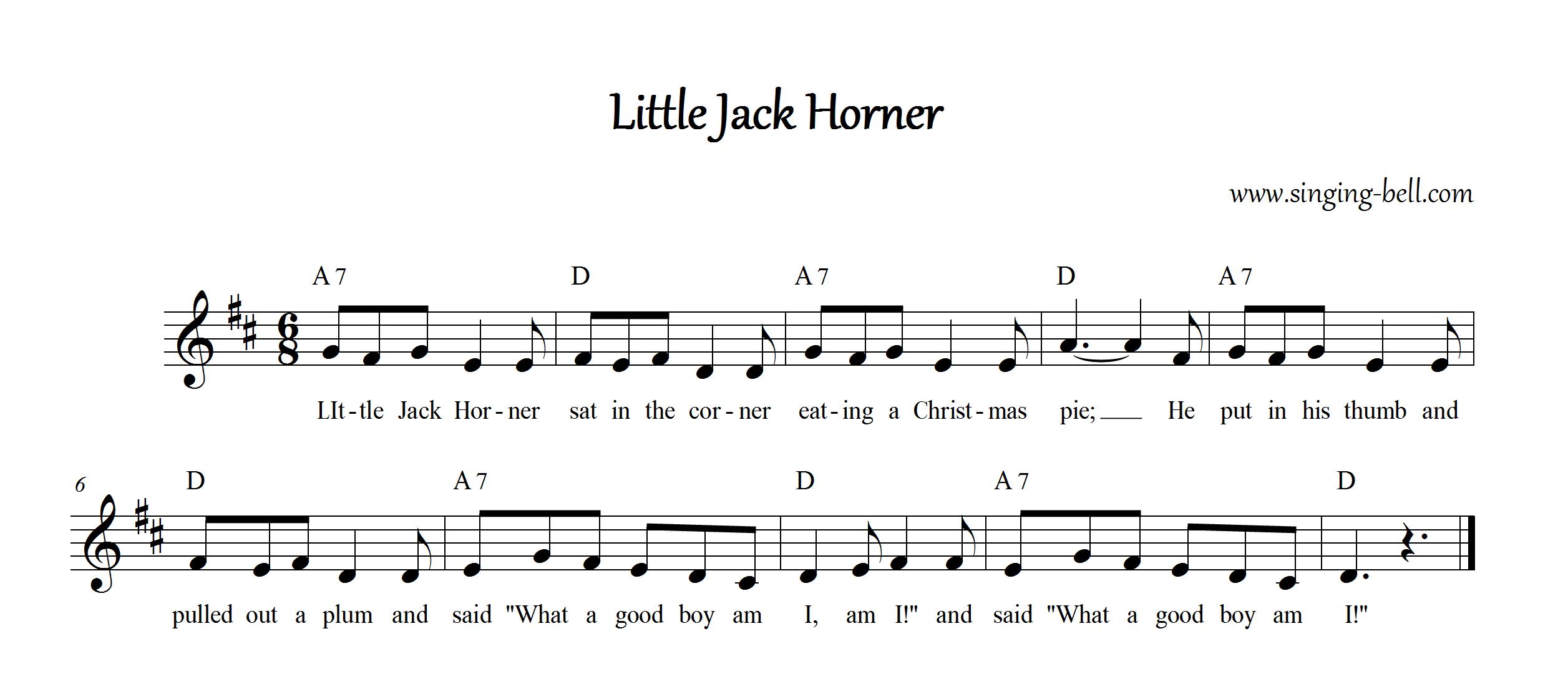 Little Jack Horner | Music Score : Singing Bell Little Jack Horner | Music Score