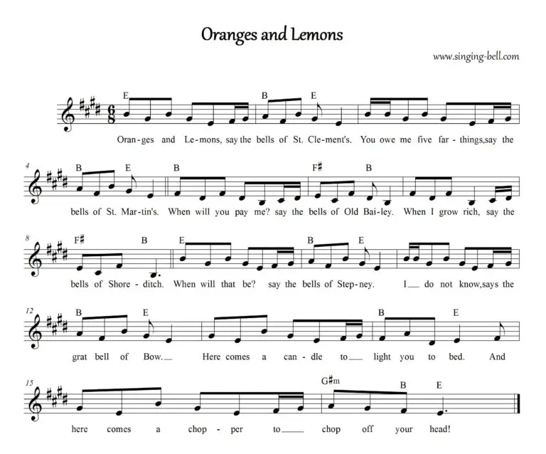 Oranges and Lemons mp3 Karaoke download, Sheet Music PDF