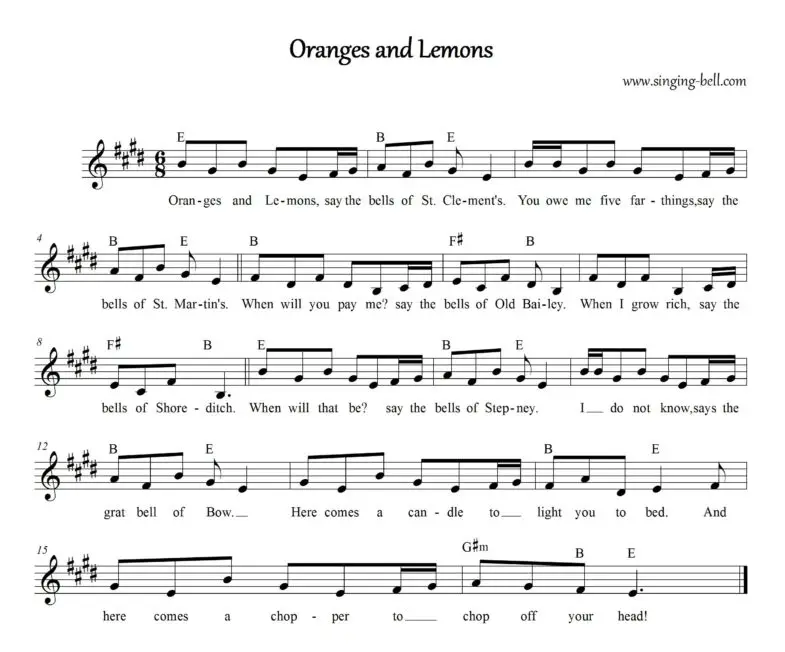 Oranges and Lemons_Singing Bell : Singing Bell Oranges and Lemons Sheet Music