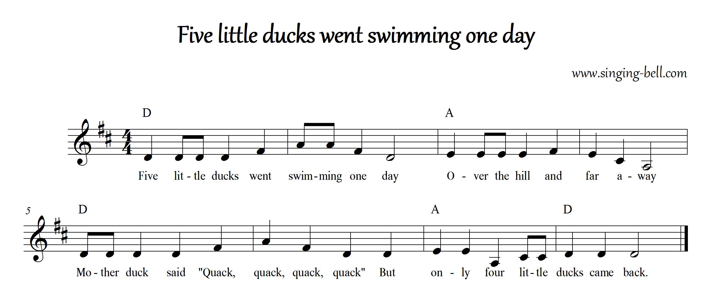 Five Little Ducks Went Swimming One Day Free Nursery Rhyme