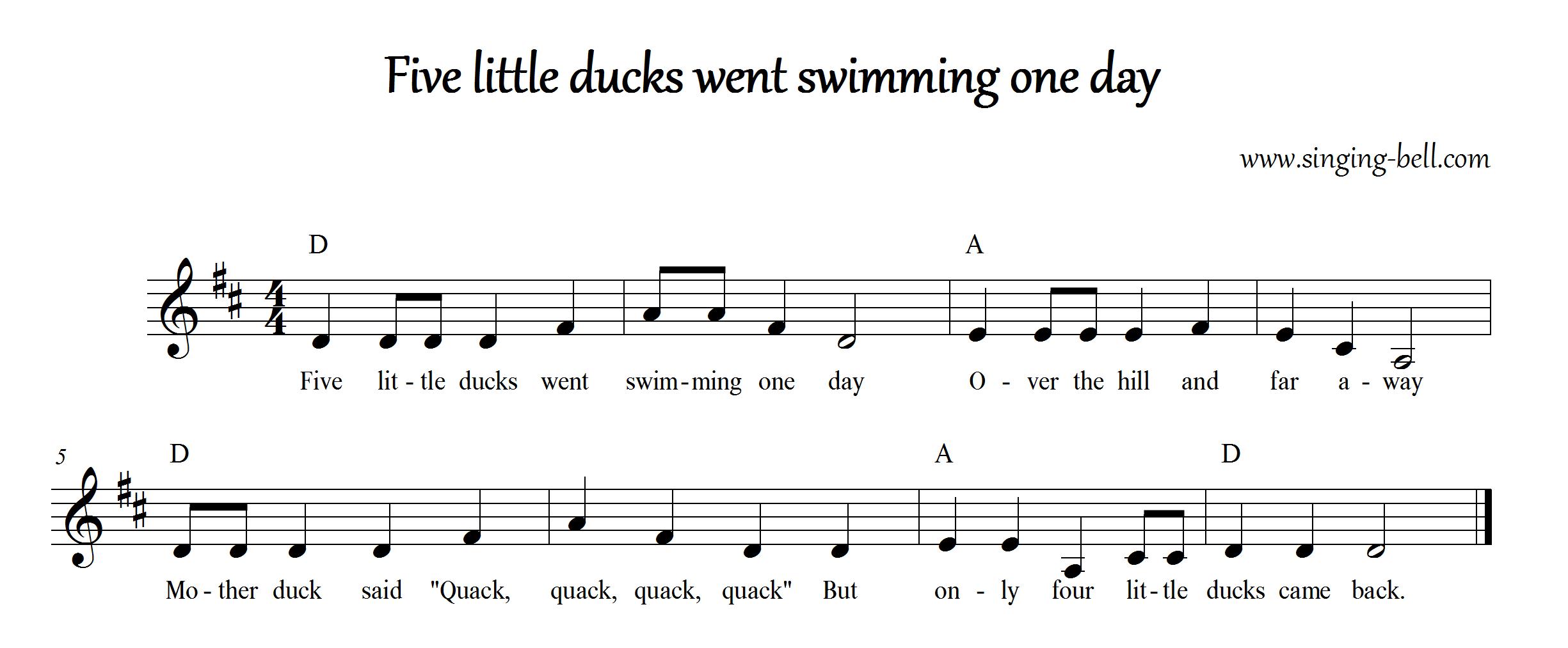 Five little ducks went swimming one day_Singing Bell : Singing Bell Five Little Ducks Sheet Music