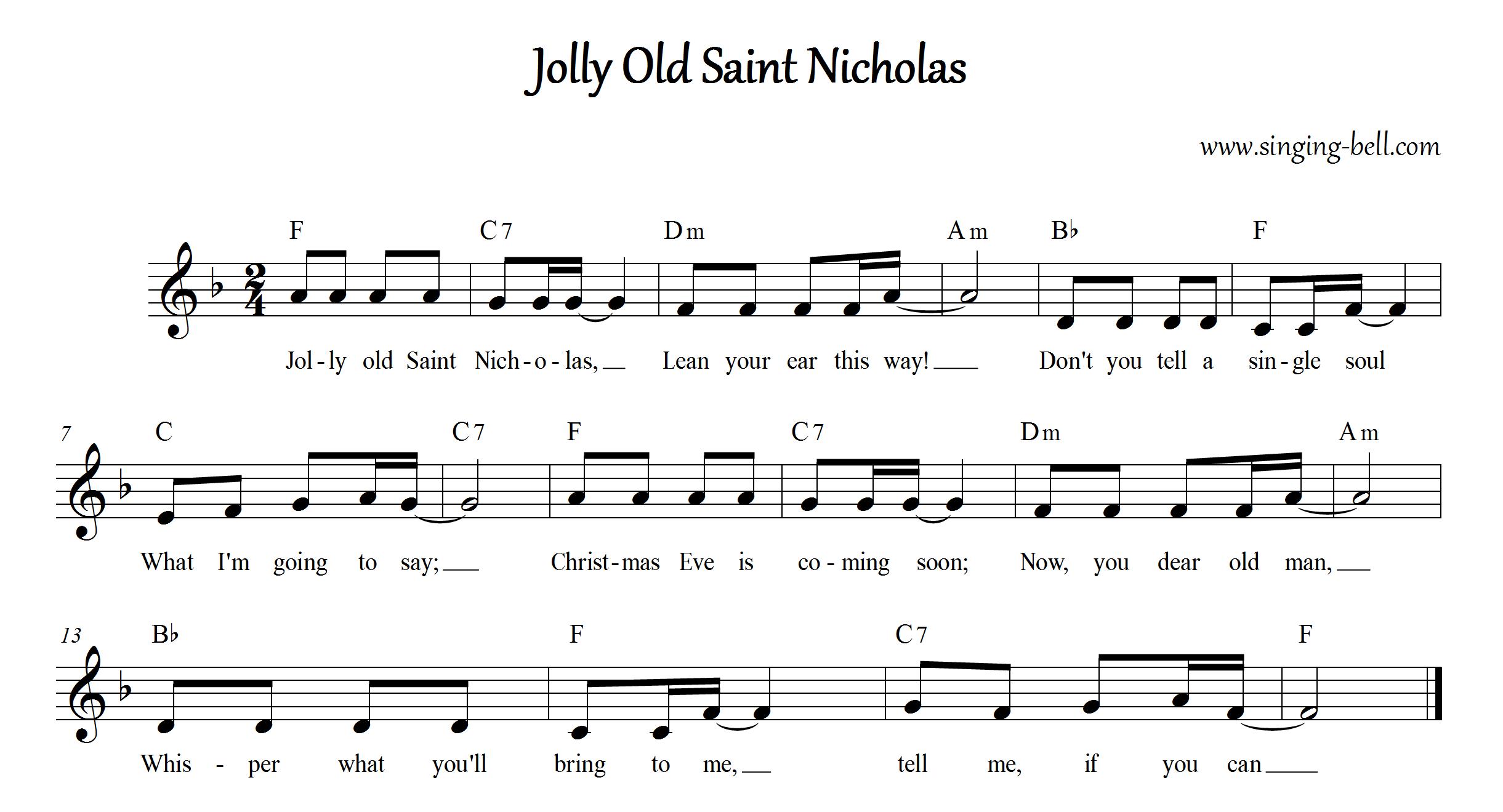 Jolly Old Saint Nicholas Sheet Music