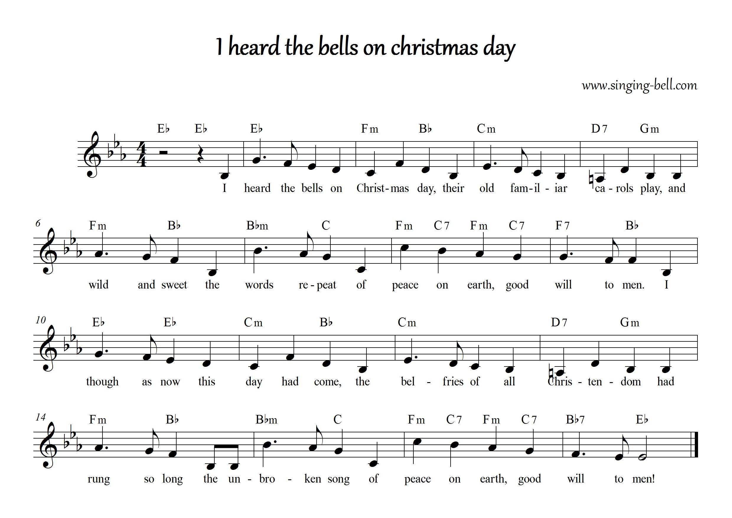 I Heard the Bells on Christmas Day Sheet Music in E