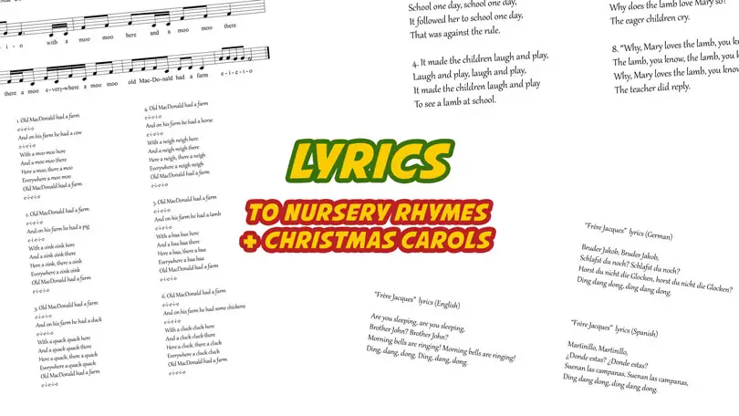 Lyrics To Nursery Rhymes Christmas Carols