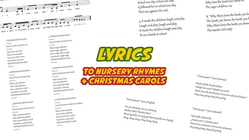 Lyrics To Nursery Rhymes Christmas Carols Lyrics For Kids