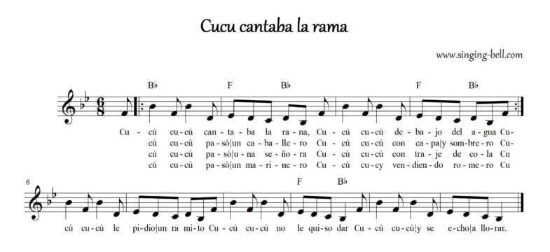 Cucu cantaba la rama_Singing Bell : Singing Bell Cucú Cantaba La Rana | Sheet music
