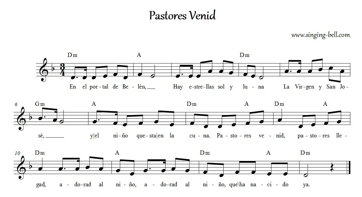 Pastores Venid partitura musical