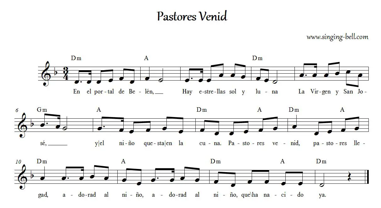 Pastores Venid_Singing Bell : Singing Bell Pastores Venid partitura musical