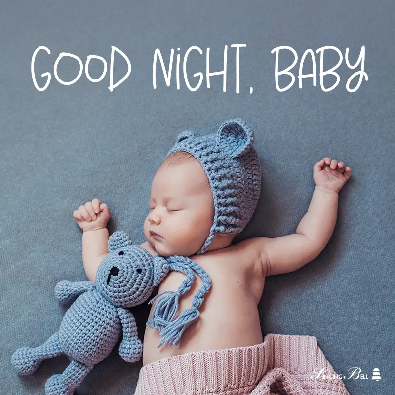 Good Night Baby Quote on image of sleeping baby. : Singing Bell Good Night Baby Quote on image of sleeping baby.