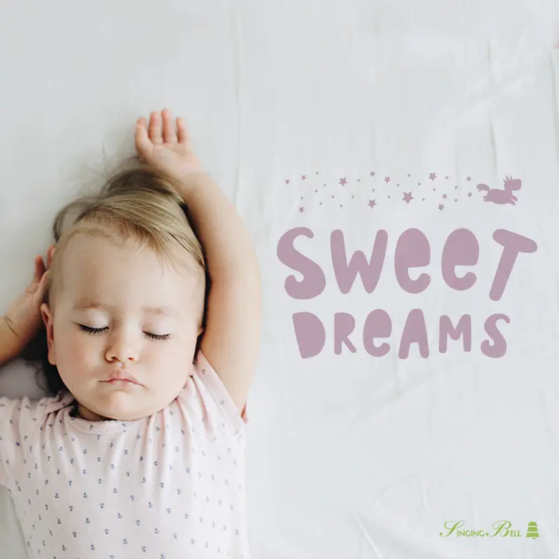 Good Night Baby Quote on image of sleeping baby. : Singing Bell Good Night Baby Quote on image of sleeping baby.
