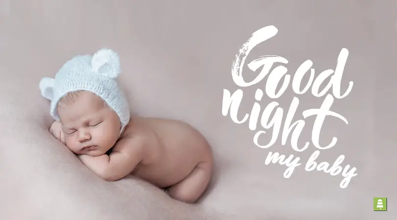 Good Night Baby Quote on image of sleeping baby.