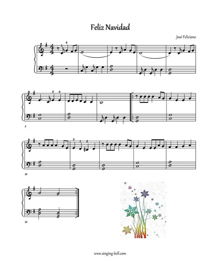Feliz Navidad - Piano Sheet Music for beginners