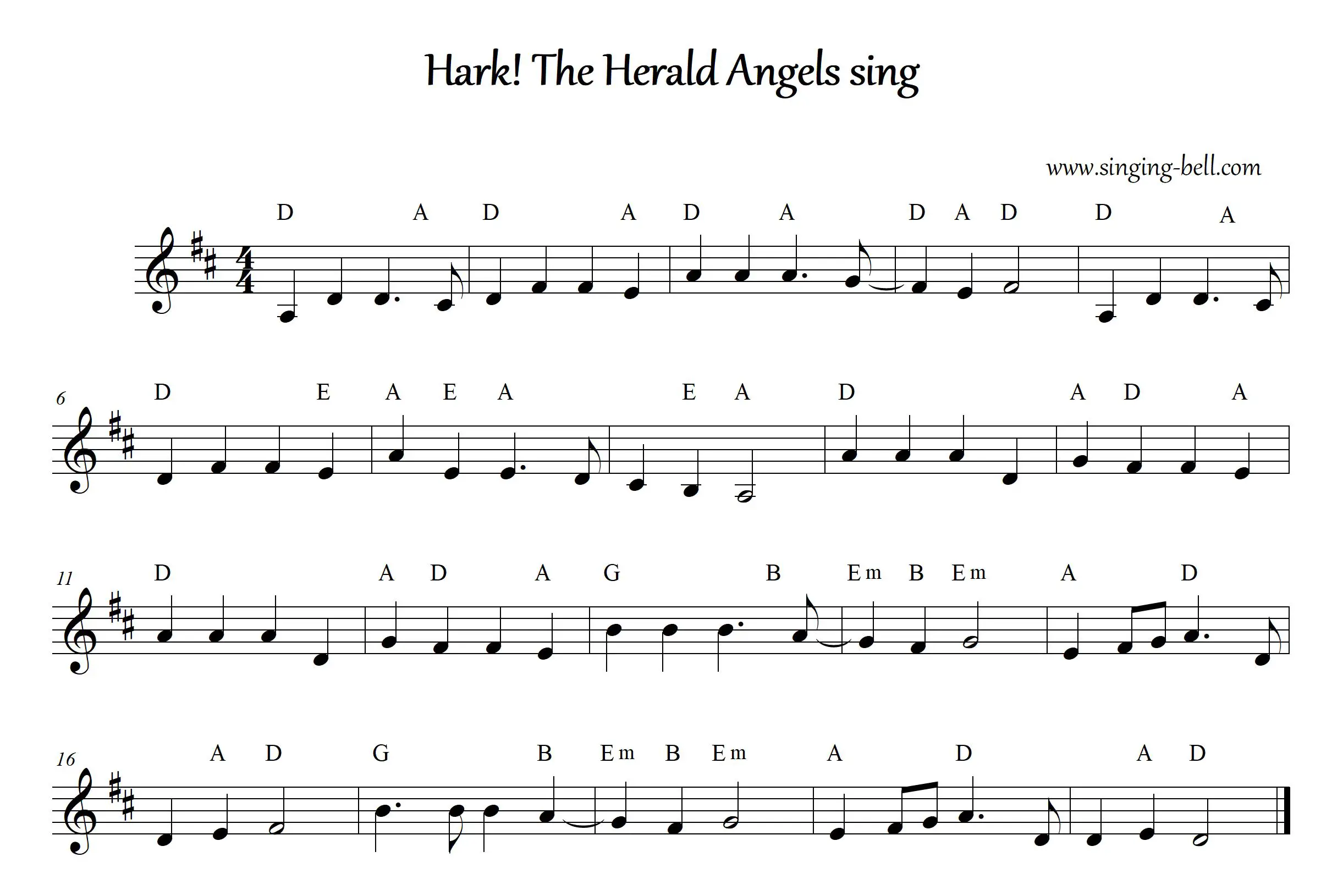Hark the Herald Angels Sing Sheet Music in D major