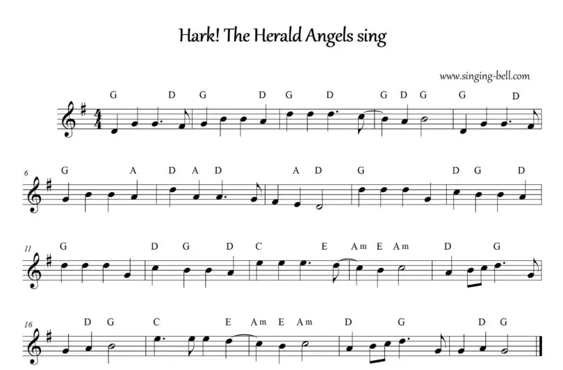 Hark the herald free score sheet music