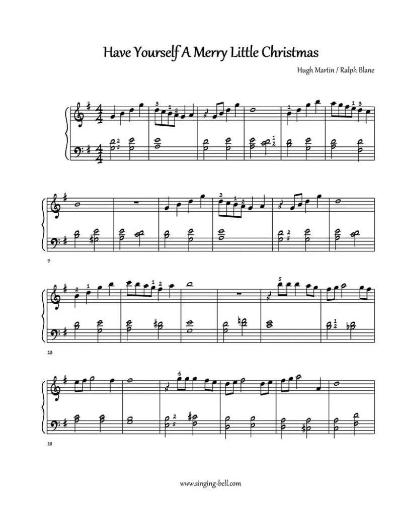 HaveYourselfAMerryLittleChristmas_1 free easy piano sheet music beginners