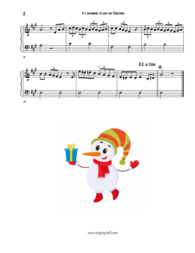 It's Beginning To Look a Lot Like Christmas piano sheet music for beginners Page 2