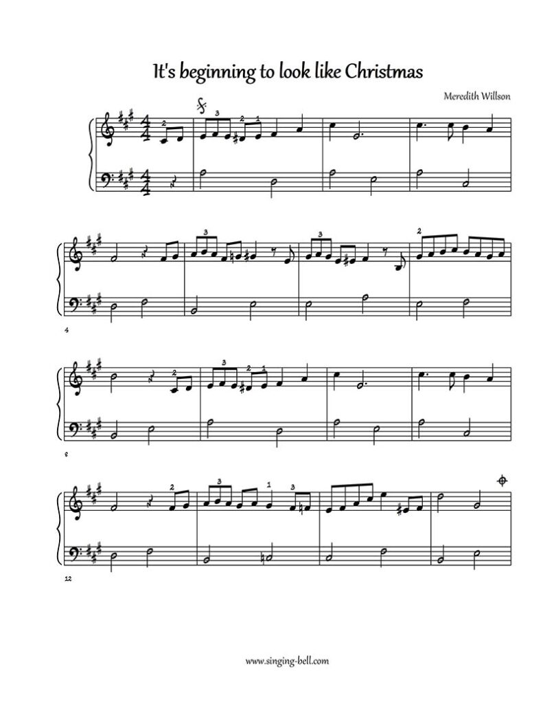 It's Beginning To Look a Lot Like Christmas piano sheet music for beginners Page 1