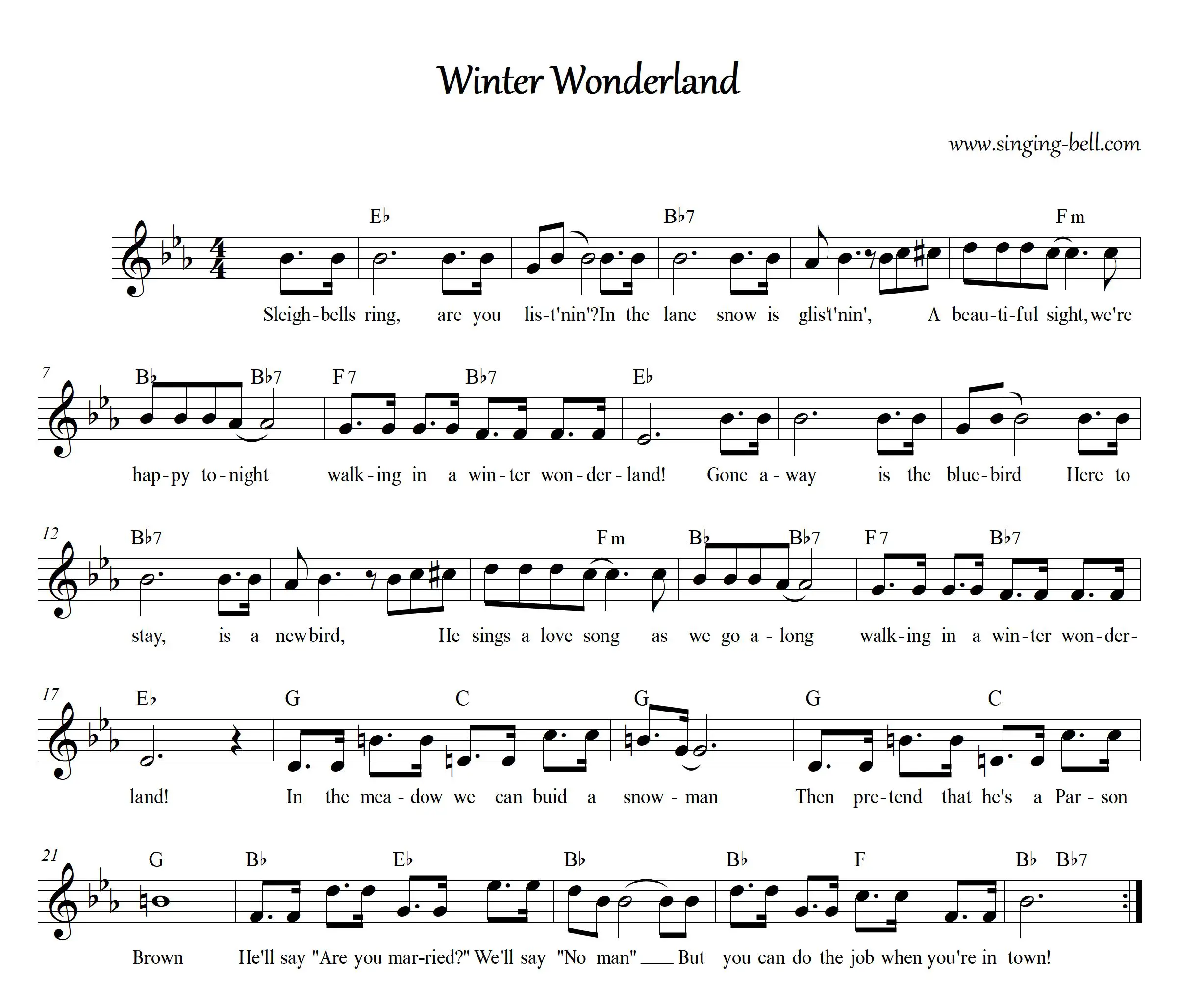 Winter Wonderland Sheet Music in Eb