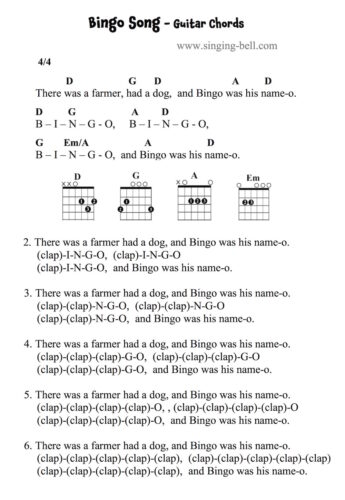 Bingo Song - Guitar Chords and Tabs.