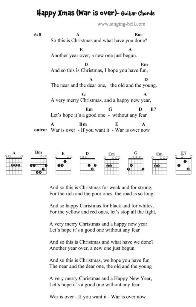 Happy Xmas (War is Over) - Guitar Chords and Tabs.