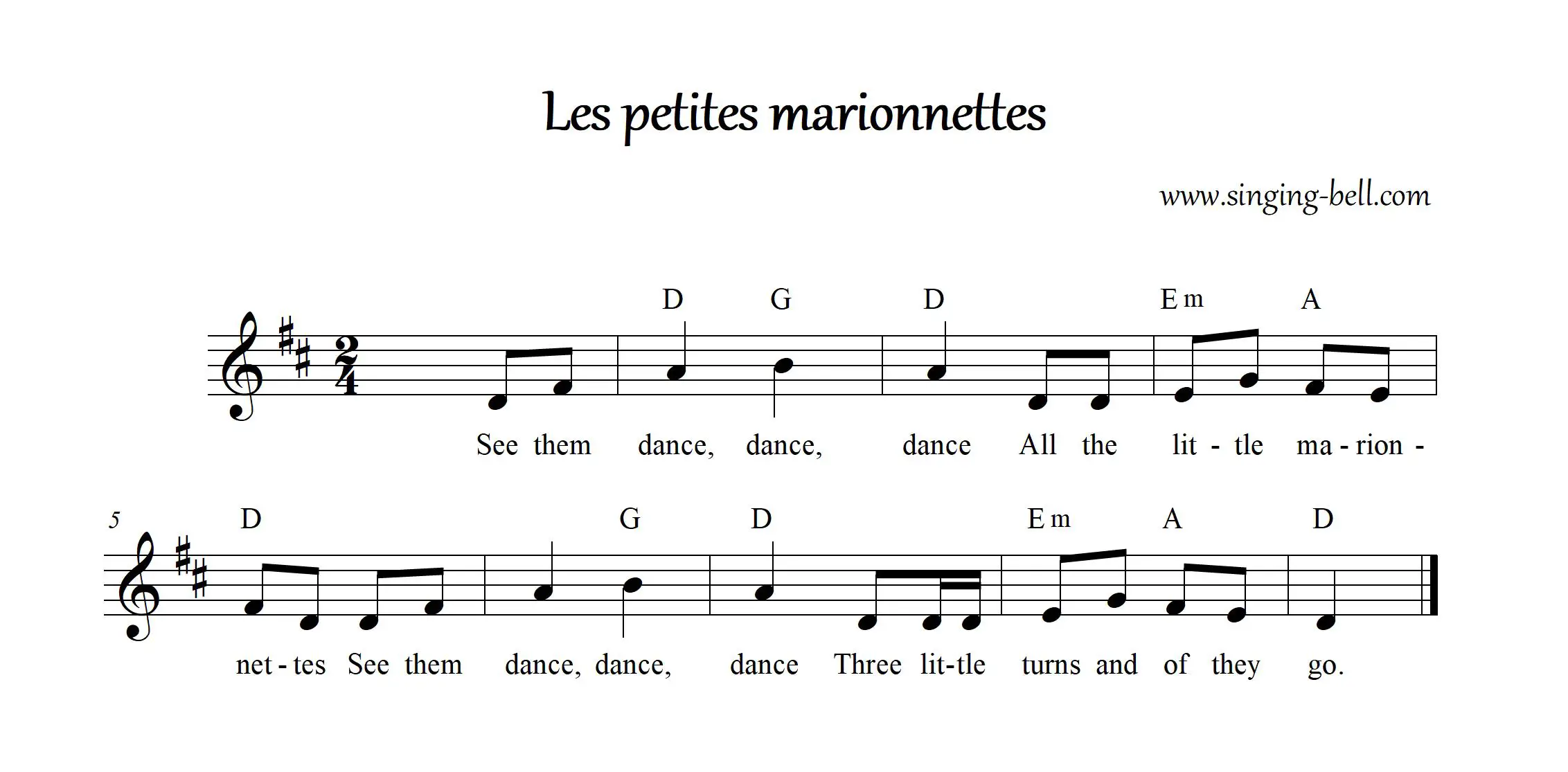 les petites marionnettes free sheet music chords pdf