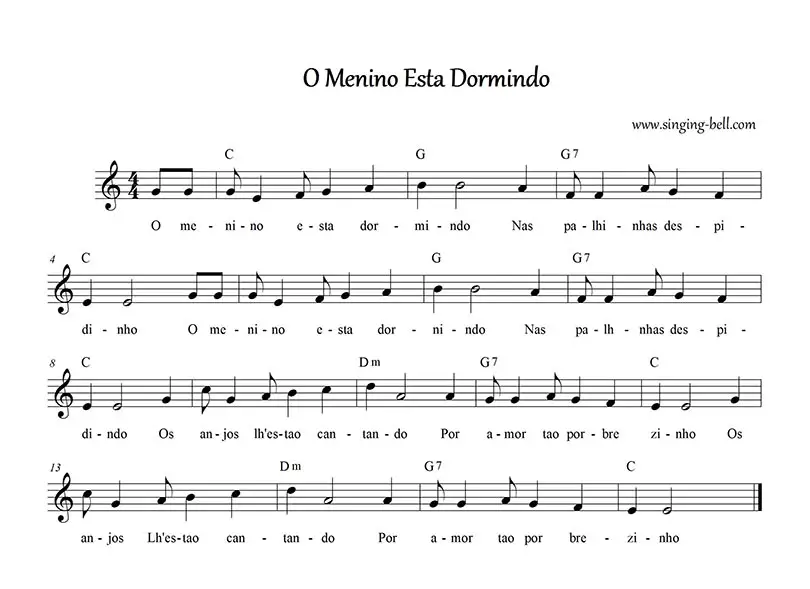 O Menino Esta Dormindo free sheet music -notes-chords-pdf